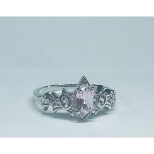 PINK TOPAZ Good QUEEN Crown Fairy Tale STERLING Silver Ring Size 10